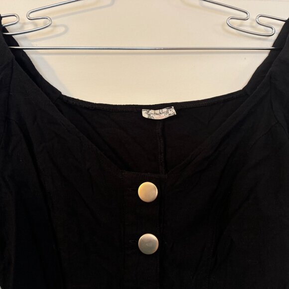 Intimately Free People "Not So Basic" Black Bodysuit w/ Puff Sleeves - M - Picture 4 of 7